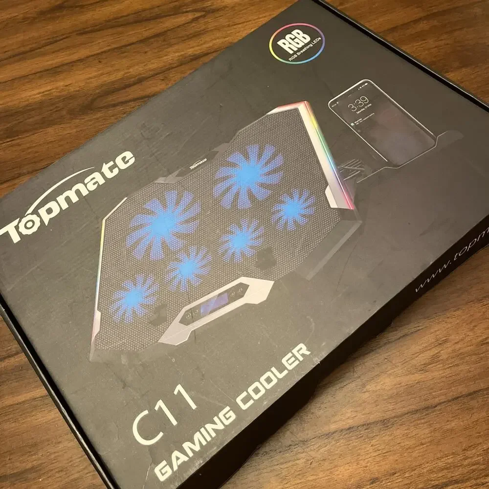 Topmate C11 Cooling Adjust Gaming Laptop Pad RGB Breathing LEDs W/ Phone Stand